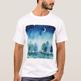 Coniferous forest under a starry sky t shirt