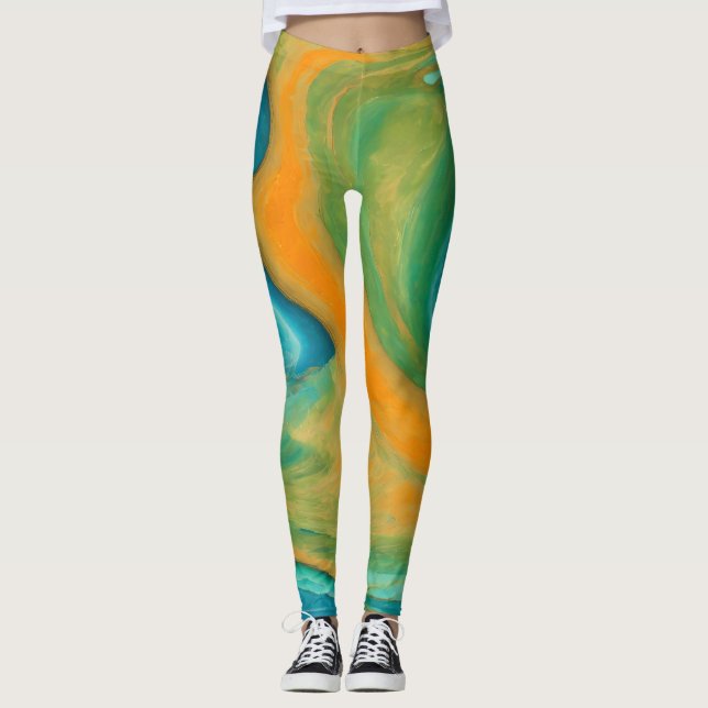 Conil. En färgstark Abstrakt-blandning Leggings (Framsida)