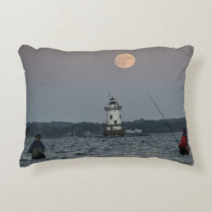 Conimicut Lighthouse Harvest Moon Dubbelsidig Prydnadskudde