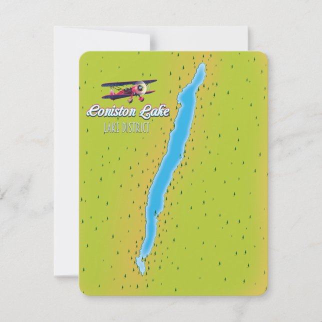 Coniston Vatten, sjö-distriktet, England karta (Framsida)