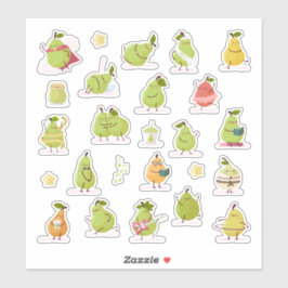 Conjunto de peras kawaii divertidas klistermärken