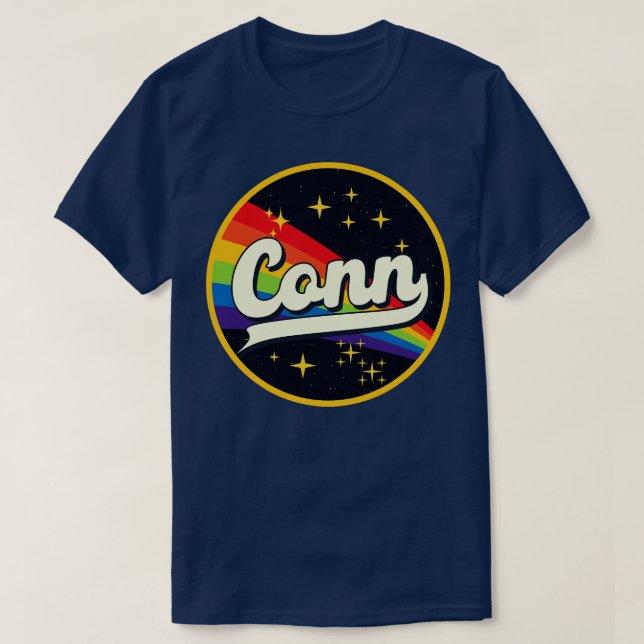 Conn Rainbow in Space Vintage Stil T Shirt (Design framsida)