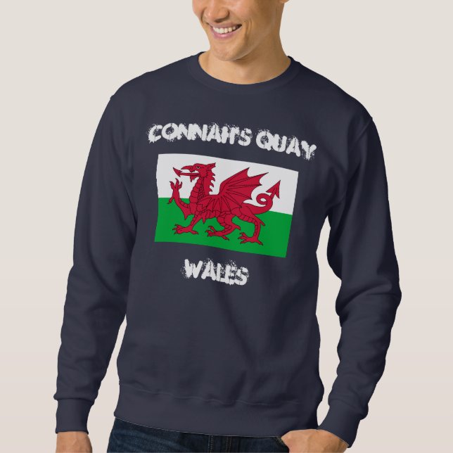 Connah's Quay, Wales med Welsh flagga Sweatshirt (Framsida)