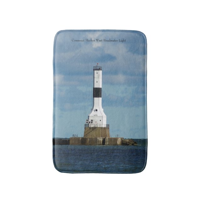 Conneaut Harbor Väster Breakwater Light bathmat Badrumsmatta (Framsidan (Vertikal))