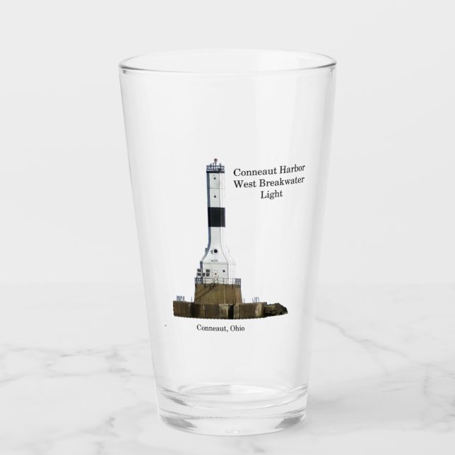 Conneaut Harbor Väster Breakwater Light glass Glaskopp (Framsida)