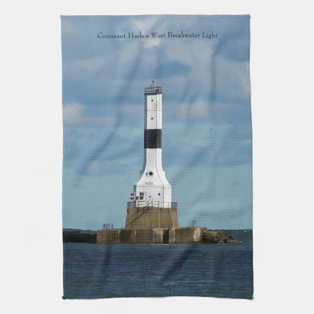 Conneaut Harbor Väster Breakwater Light Kökshandduk (Vertikal)