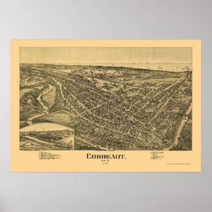 Conneaut, OH Panoramic Karta - 1896 Poster