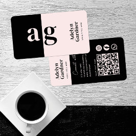 Connect Black Rosa Monogram QR-kodmedia Social Visitkort