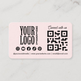 Connect with us Social Media QR Code Pink Business Visitkort