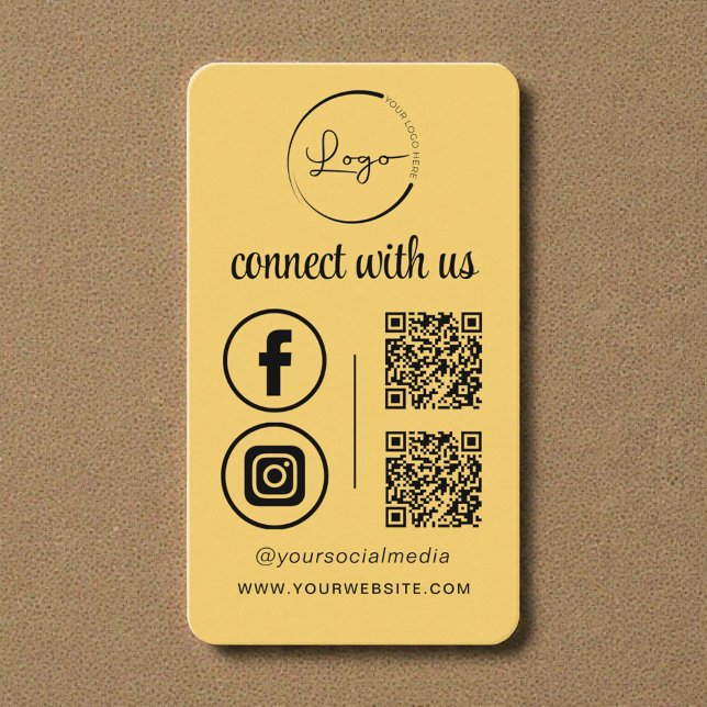 Connect With Us Yellow QR Code Visitkort (Skapare uppladdad)