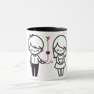 Connected by Love” Cute Couple Mug Mugg