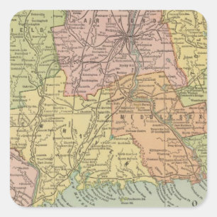 Connecticut 5 fyrkantigt klistermärke