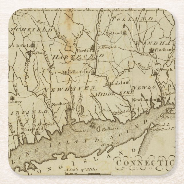 Connecticut 8 underlägg papper kvadrat (Framsidan)