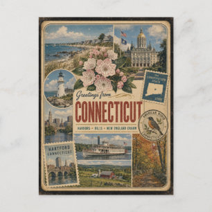 Connecticut Äkta Vintagestil Vykort