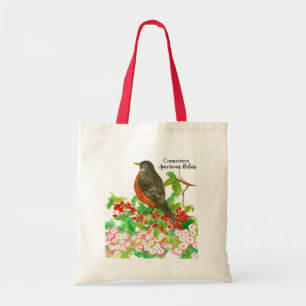 Connecticut American Robin Bird Watercolor Tygkasse