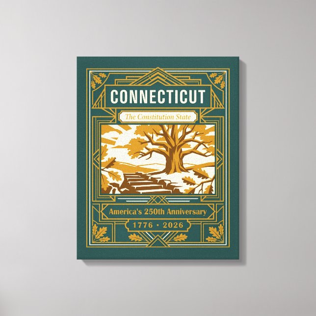 Connecticut Art Deco Amerika 250-årsjubileum Canvastryck (Framsida)