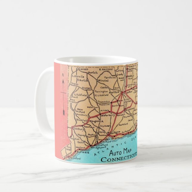  Connecticut Auto Map Mug Kaffemugg (Framsida vänster)