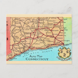 Connecticut Auto Map Vykort