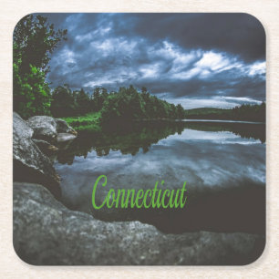 Connecticut Beutie Sjö Träd Underlägg Papper Kvadrat