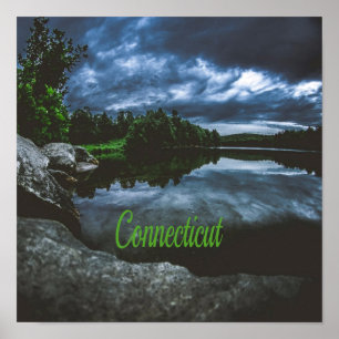 Connecticut Beutiful Sjö Träd Poster