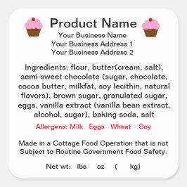 CONNECTICUT Cottage Food Law Product Label Fyrkantigt Klistermärke