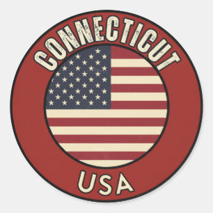 Connecticut delstat runt klistermärke
