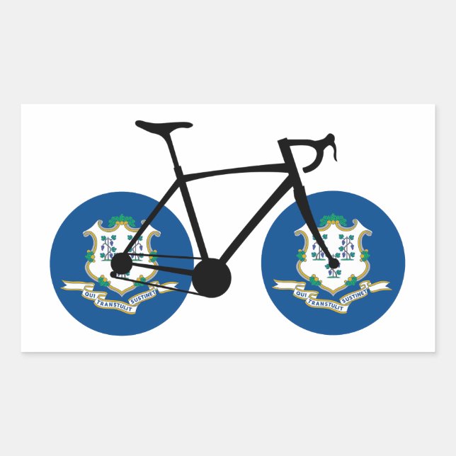 Connecticut Flag Cycling Rektangulärt Klistermärke (Framsida)