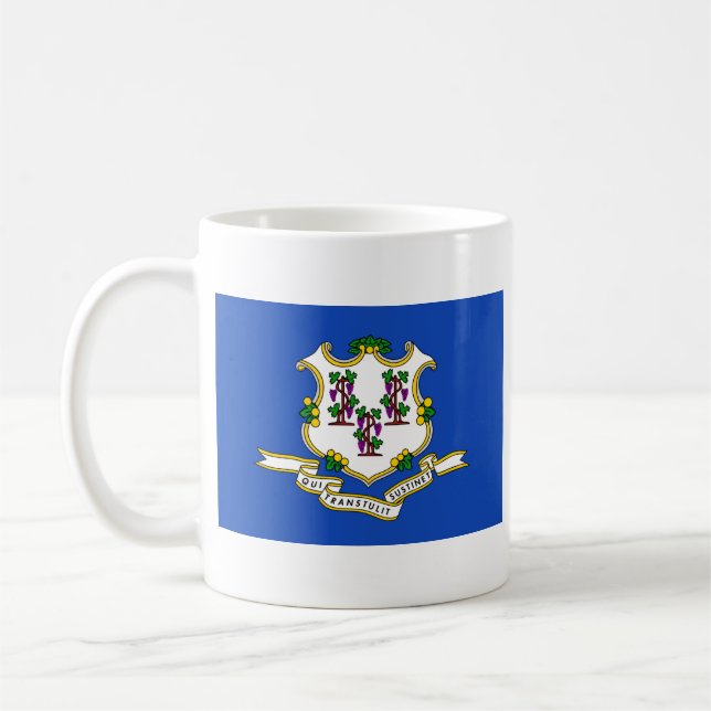 Connecticut Flagga + Karta Mugg (Vänster)