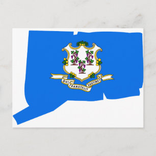 Connecticut Flagga Karta Vykort