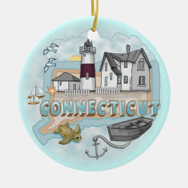 Connecticut fyr julgransprydnad keramik (Framsidan)