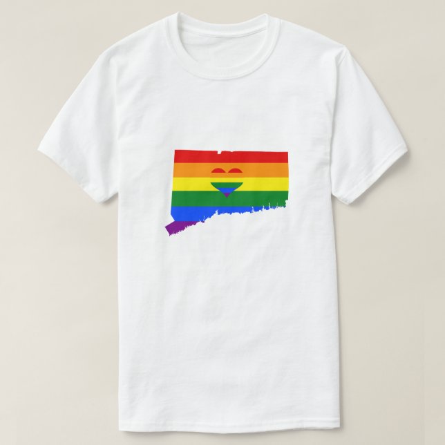 Connecticut Gay pride Rainbow Flagga Heart GLBTQ T Shirt (Design framsida)
