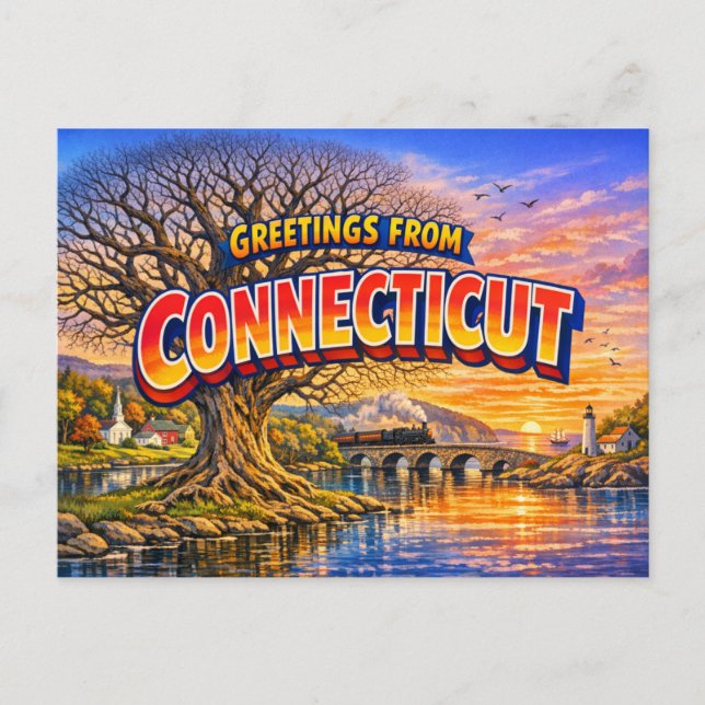 Connecticut Greetings Postcard  Vykort (Framsida)
