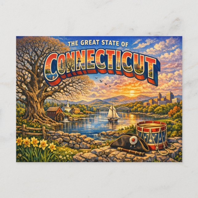 Connecticut Hälsningar vykort  (Framsida)