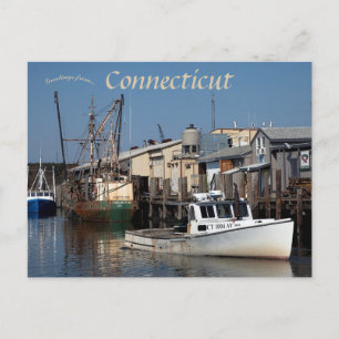 Connecticut Harbor sett från Long Island Vykort