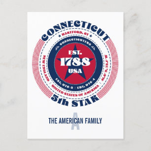 Connecticut, Hartford CT, Patriotic Monogram Vykort