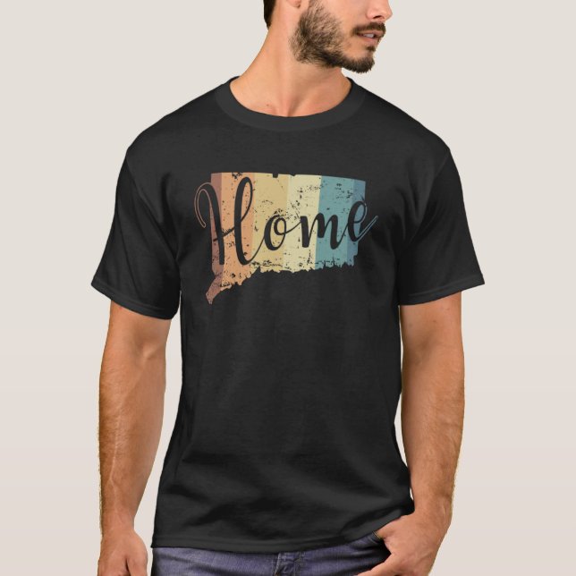 Connecticut Home Karta Outline USA Amerika T Shirt (Framsida)