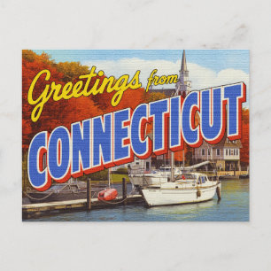 Connecticut Hösthamn Yacht Vykort
