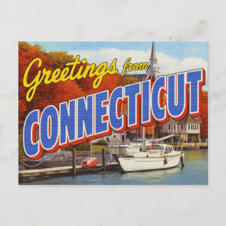 Connecticut Hösthamn Yacht Vykort