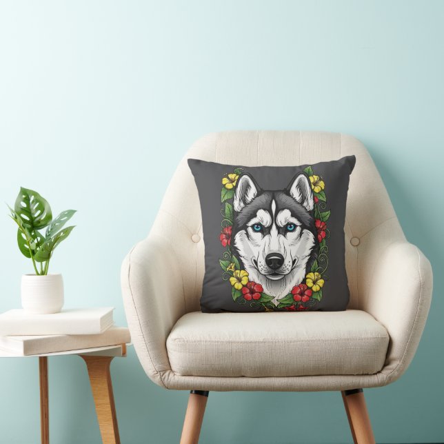 Connecticut Hund Och Färgrik Mirablis Blomma Kudde (Stol)