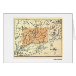 Connecticut järnvägkarta 1893 hälsningskort
