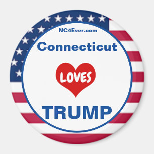 Connecticut KÄRLEK TRUMP Patriotic Fridge Magnet