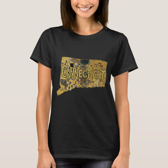 Connecticut Karta och Text T Shirt (Framsida)