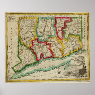 Connecticut Karta Poster