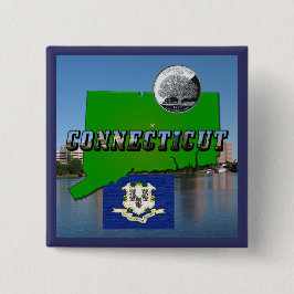 Connecticut' Karta, Text, Faux Quarter, Flagga Sce Knapp