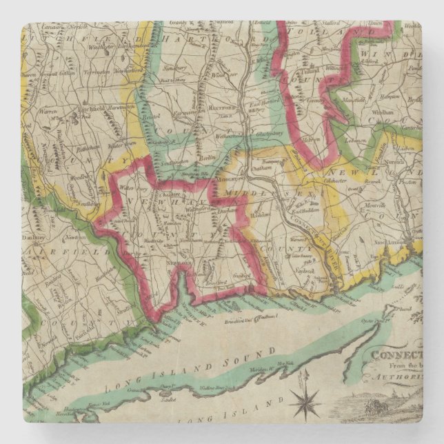 Connecticut karta underlägg sten (Framsidan)