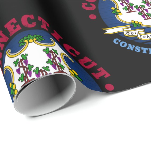 CONNECTICUT KONSTITUTION STATENS FLAGGA PRESENTPAPPER (Rullad Hörn)