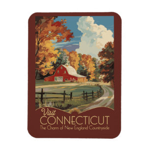 Connecticut landsbygd researkitektur vintage magnet