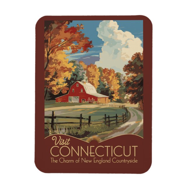Connecticut landsbygd researkitektur vintage magnet (Vertikal)