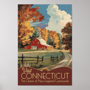Connecticut landsbygd researkitektur vintage poster