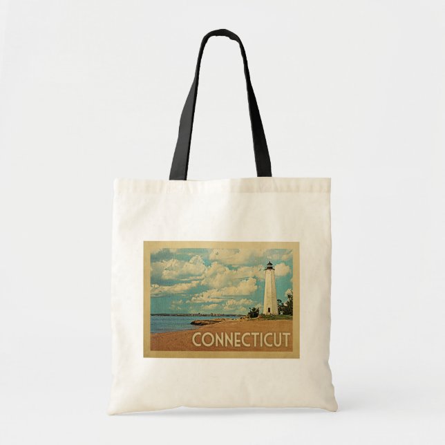 Connecticut Lighthouse Vintage resor Tygkasse (Framsidan)